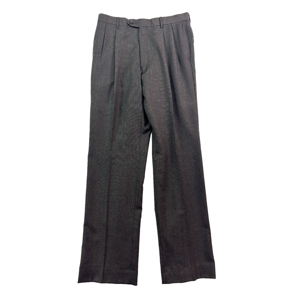 Jos A‎ Bank 36x35 Brown Flannel Wool Dress Suit Pants Trousers Pleated Signature